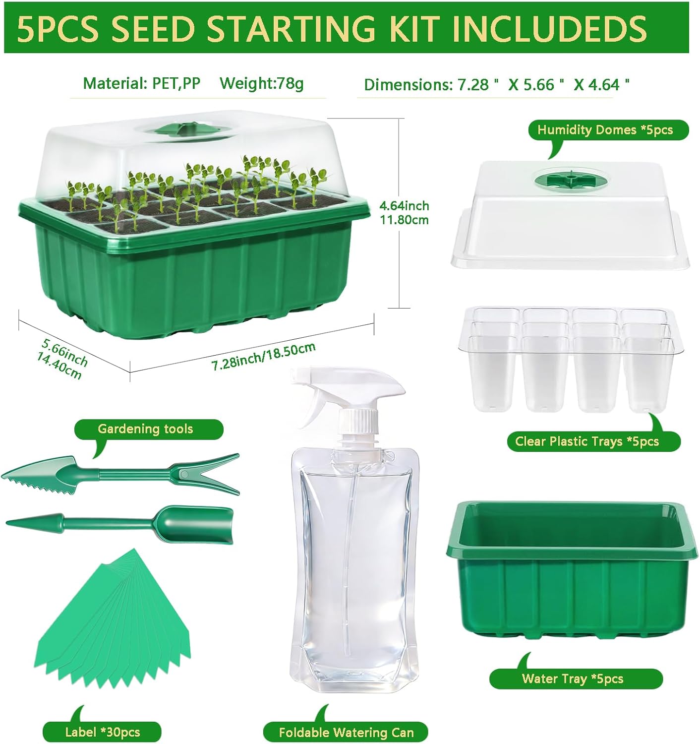 5-Pack Seed Starter Tray Kit w - Humidity Dome Kit recensione e prezzo