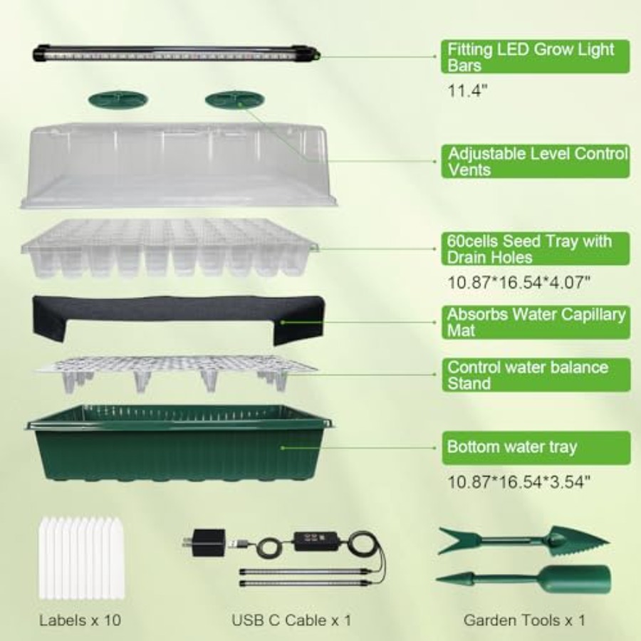 Seed Starter Tray with Grow Li - Humidity Dome Kit recensione e prezzo