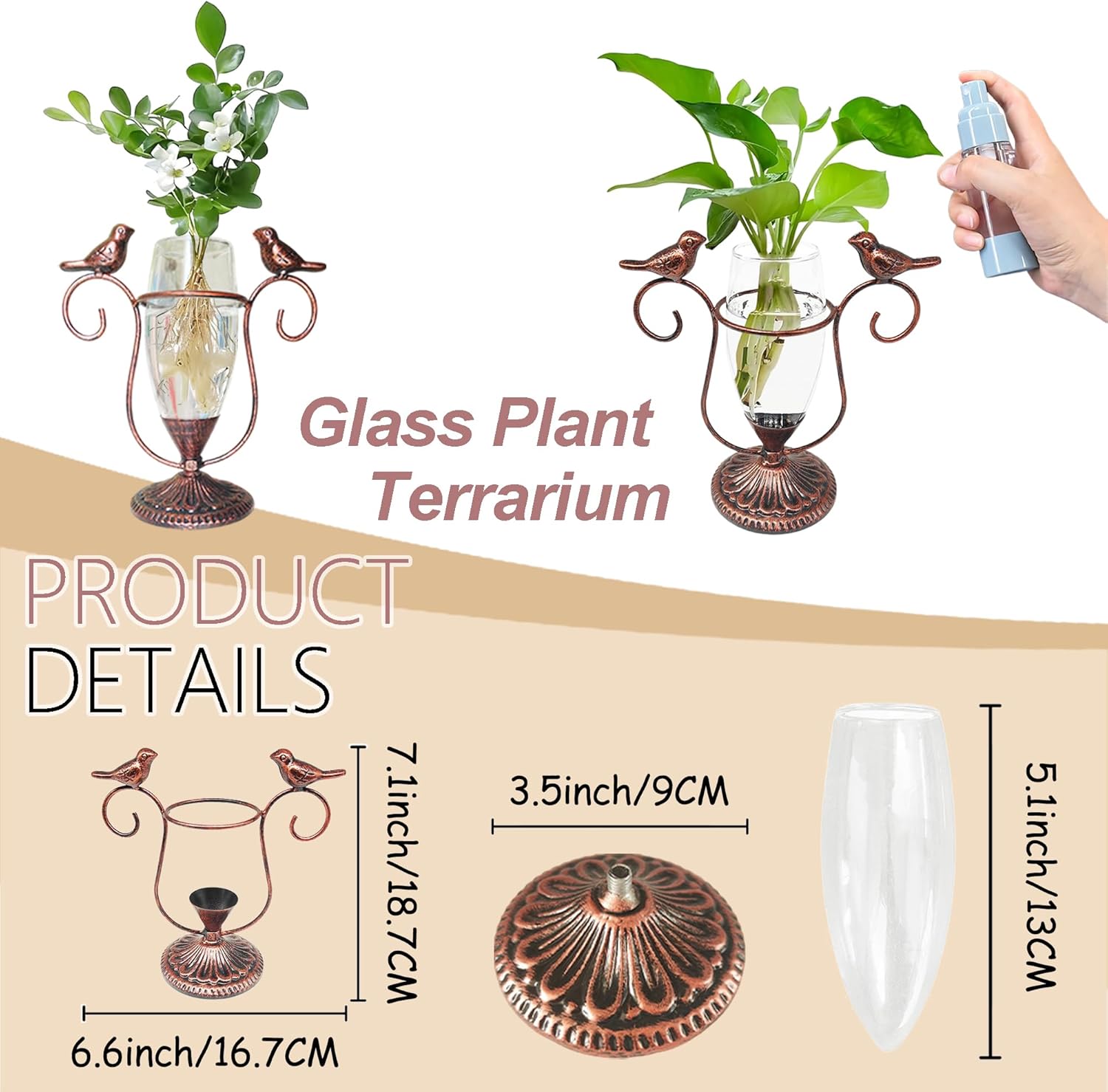 2 Vintage Copper Bird Plant Pr - Propagation Station Vase recensione e prezzo