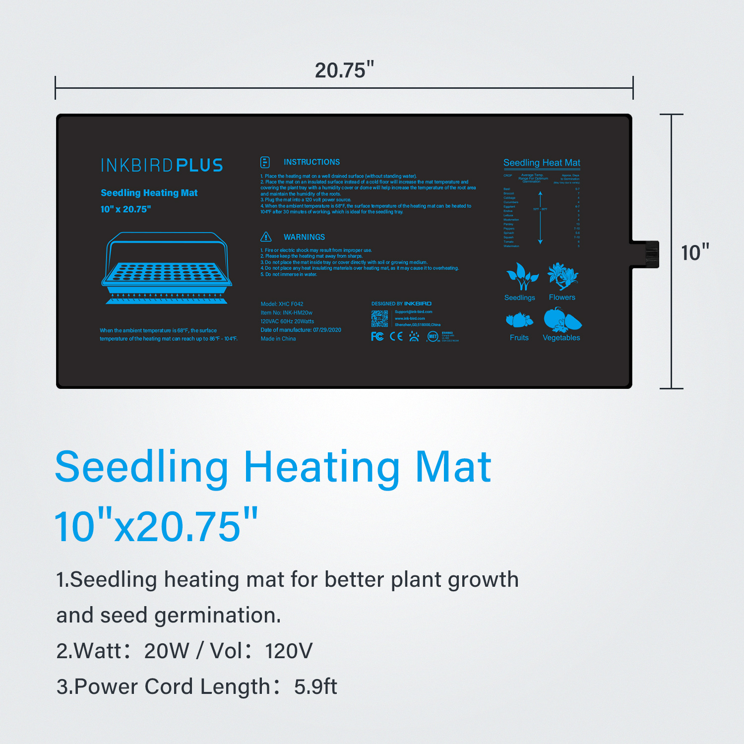 20.75x10CM EU/US/UK/AU Plug Se - Heat Mat Seedling recensione e prezzo